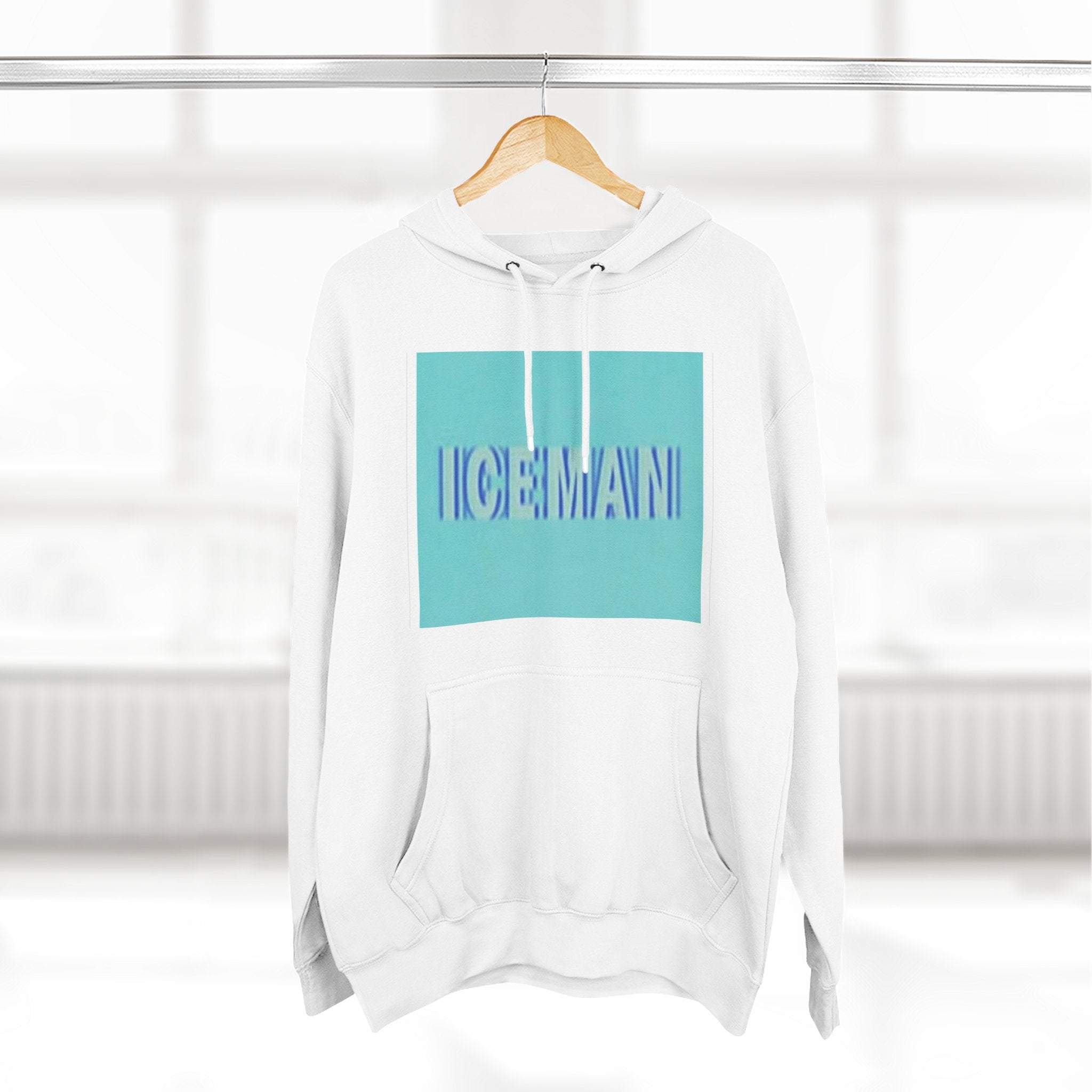Iceman Hoodie — Retro Aqua 3-Panel Graphic Fleece Pullover