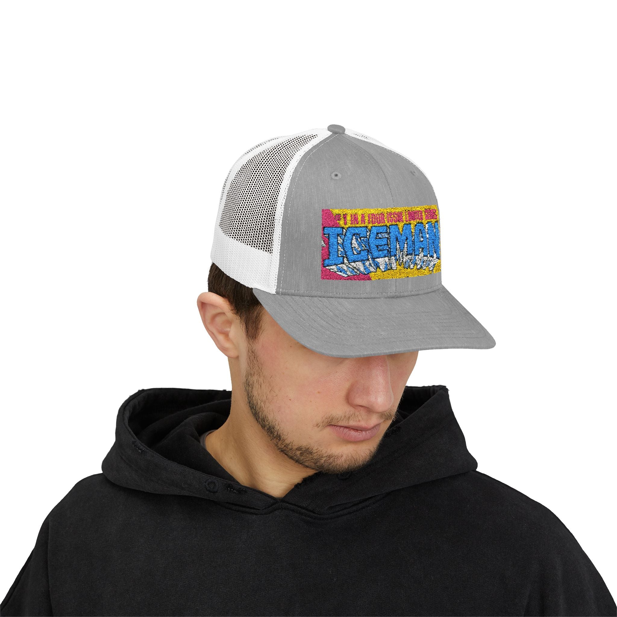 Iceman Snapback Trucker Cap — Retro Sequin Patch Logo Hat